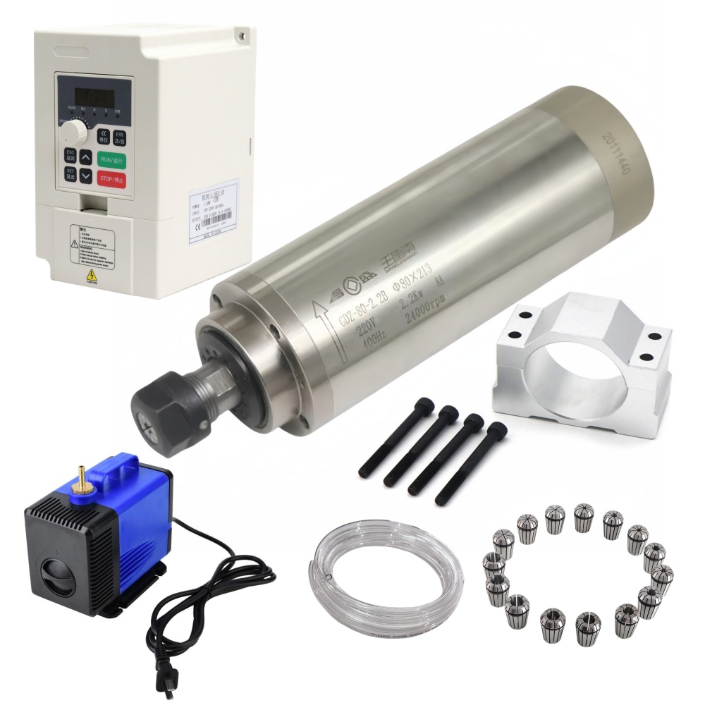 2.2Kw Water Cooled Spindle Kit Vfd - GDZ-80-2.2B 80mm 2,2KW ER20 Wassergekühlter Spindelmotor