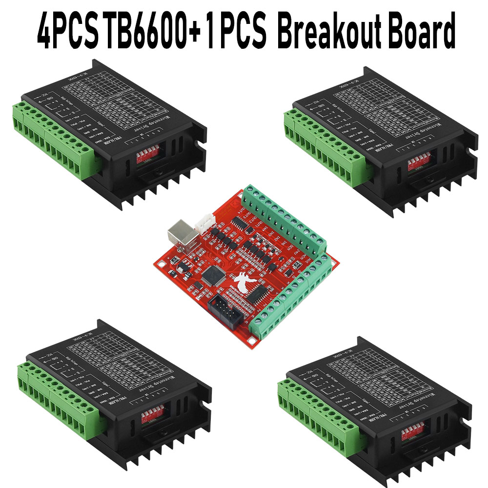 Mach3 Usb Cnc Controller 4 Axis 100Khz - 4PCS Schrittmotor Treiber TB6600 Upgrade Nema